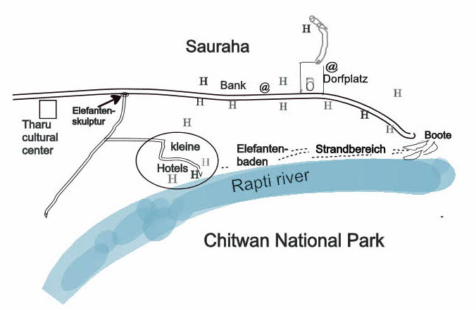 Chitwas Karte Sauraha groß
